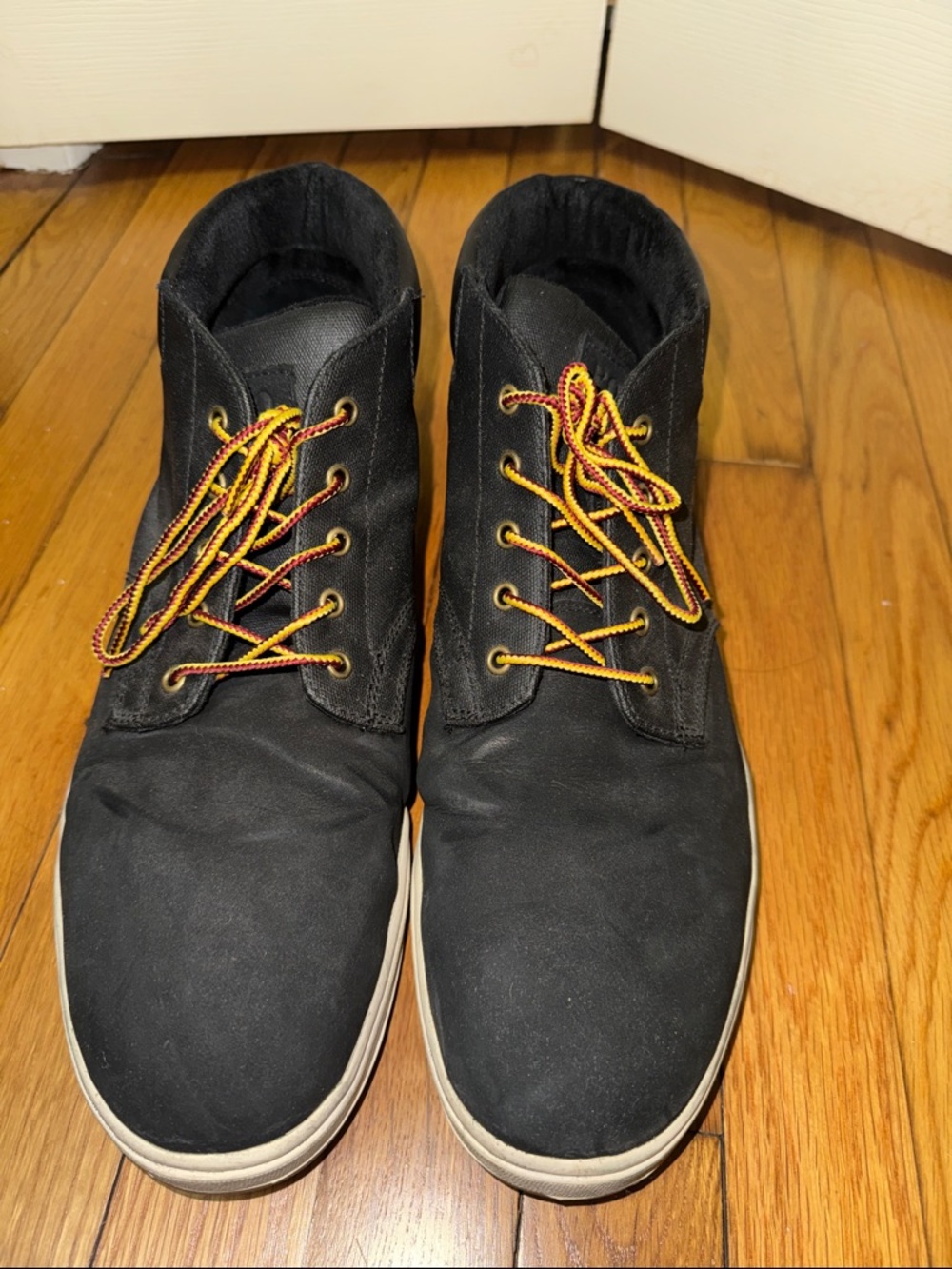 Polo by Ralph Lauren Black Chukka Boots with Yellow and Red Accent Laces